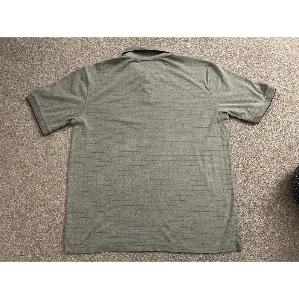 Haggar Polo Shirt Mens XL Grey Excellent Textured‎ Grid Short Sleeve Casual Top